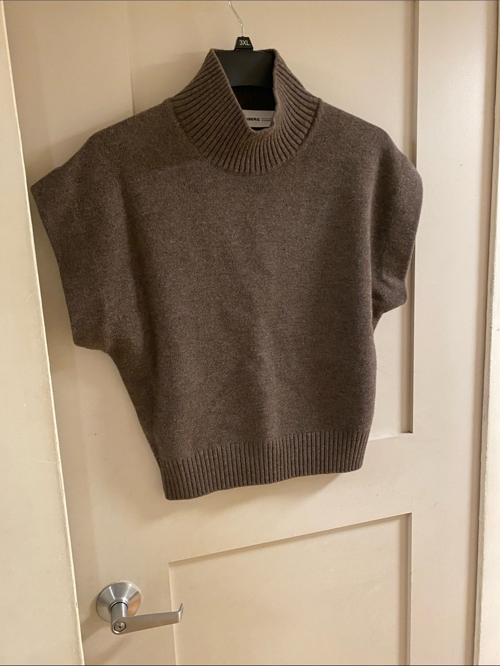 Margaux Taupe Short-Sleeve Turtleneck Pullover